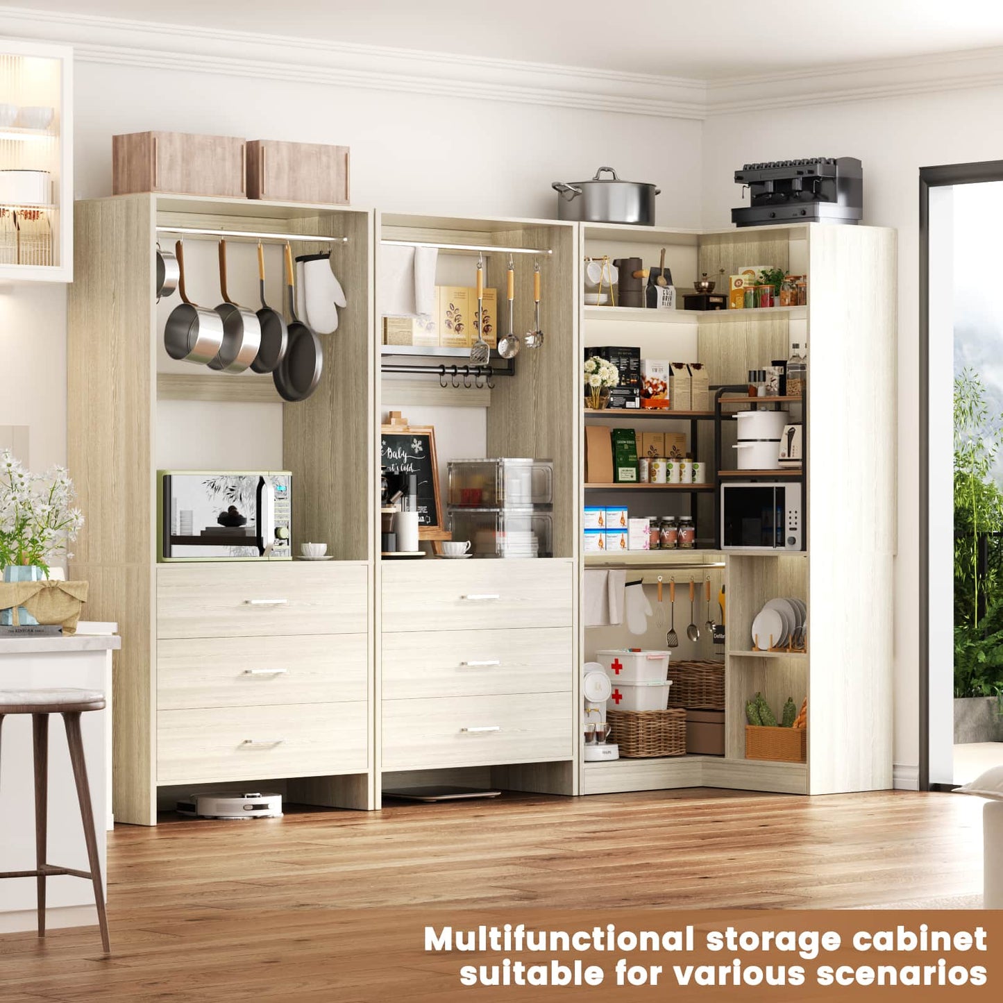 81'' Closet System with 6 Drawers, 4 Hanging Rods & Corner Tower