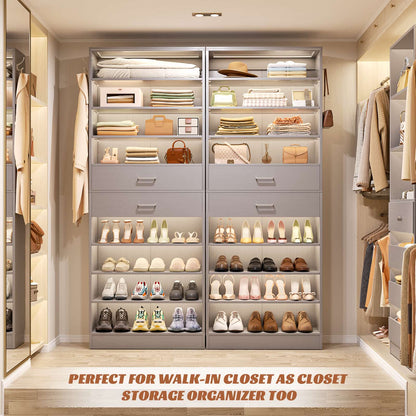 2-Pack 10-Tier Shoe Cabinet Set with 4 Drawers, 65cm Width Freestanding Organizer