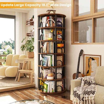6 Tier Rotating Bookshelf Tower, Revolving Bookcase