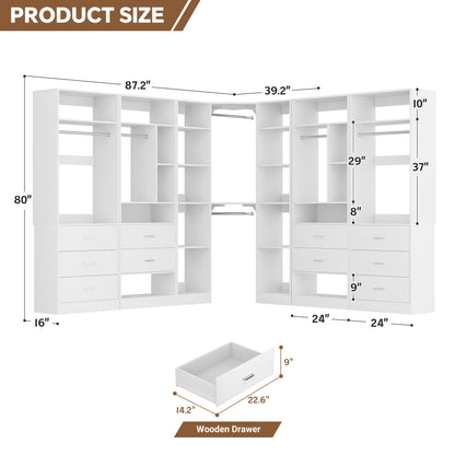 Complete Corner & Straight Closet Organizer Suite:1 Corner Shelf Unit + 4 Tower Systems ( 4-Drawer+ 6-Drawer Options)