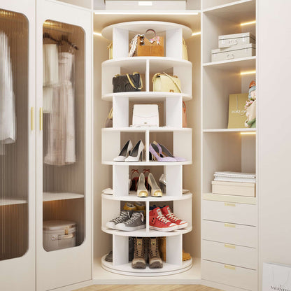 7-Tier Spinning Shoe Rack Tower, 360 Revolving wooden Shoe Rack, 60'' for shoes ,bags, Display Lazy Susan ,Storage Carousel
