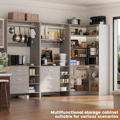 Closet System with 6 Drawers, 4 Hanging Rods & Corner Tower