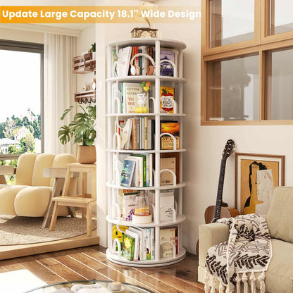 6 Tier Rotating Bookshelf Tower, Revolving Bookcase