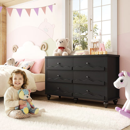 6-Drawer Dresser for Bedroom - 43" Modern Chest of Drawers with Scalloped Front, Storage Organizer