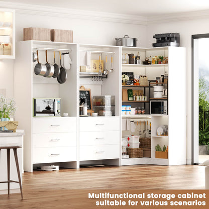 81'' Closet System with 6 Drawers, 4 Hanging Rods & Corner Tower