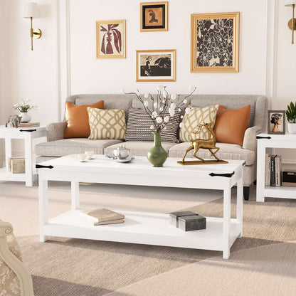 43.3” Rectangular Coffee Table with Storage Shelf