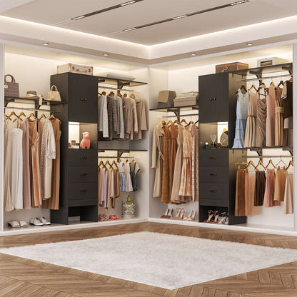 96 '' Closet Organizer System with Wood Drawers and Doors