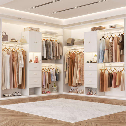 96 '' Closet Organizer System with Wood Drawers and Doors