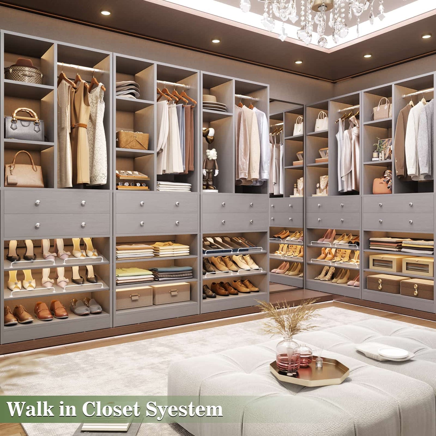 7 FT (84") Free Standing Closet Organizer System - Heavy Duty Wardrobe Tower with Drawers & Shelves