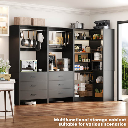 81'' Closet System with 6 Drawers, 4 Hanging Rods & Corner Tower