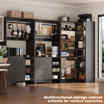 Closet System with 6 Drawers, 4 Hanging Rods & Corner Tower