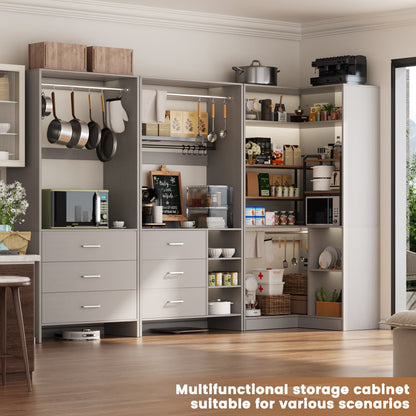 Closet System with 6 Drawers, 4 Hanging Rods & Corner Tower