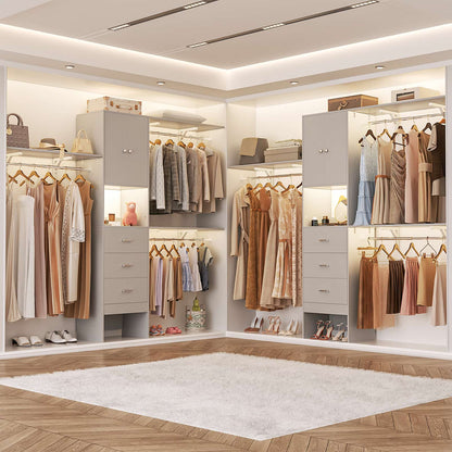 96 '' Closet Organizer System with Wood Drawers and Doors