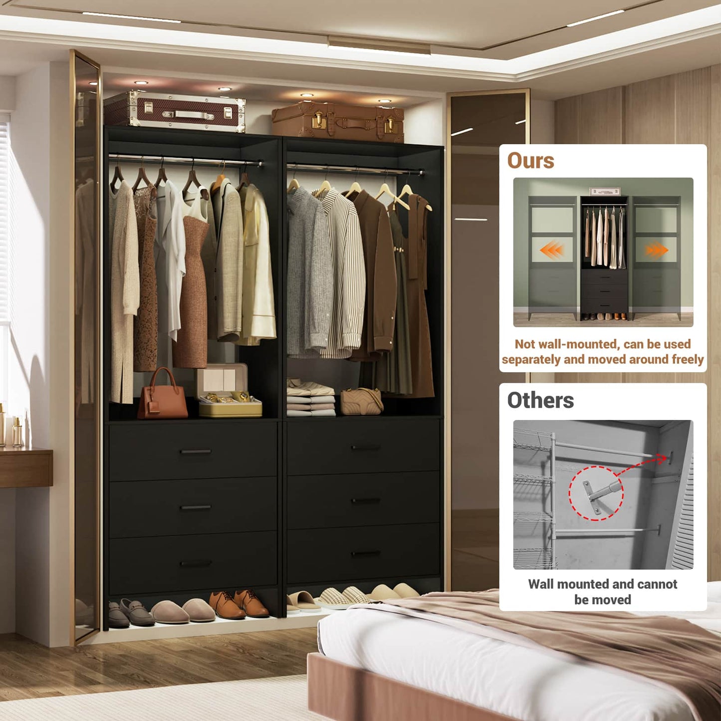4FT Closet System with Wooden Drawers
