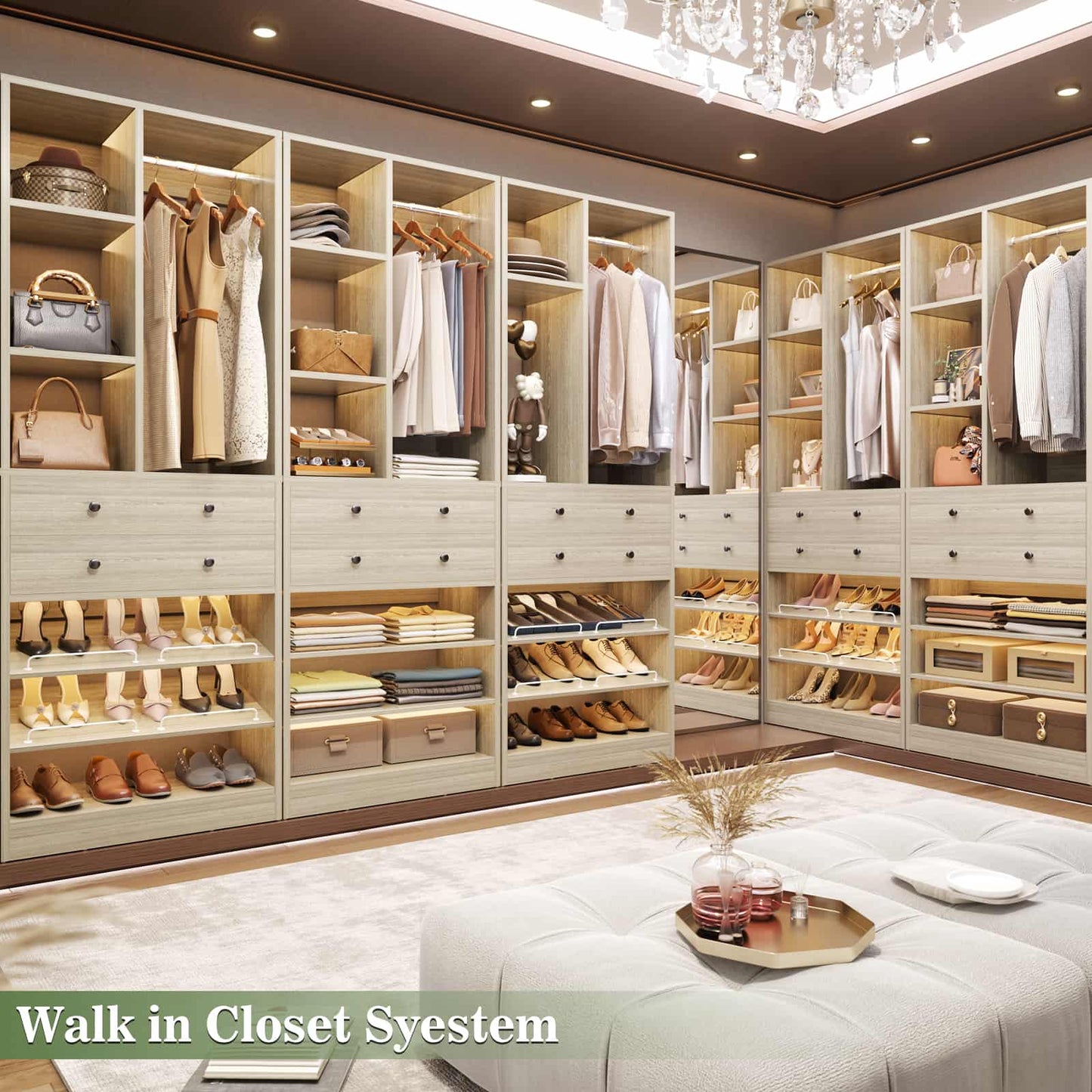 28-Inch Closet Organizer Tower – Free Standing Wardrobe Storage Unit with Drawers and Shelves, Closets System