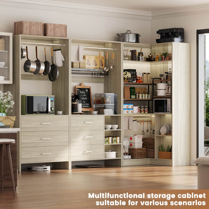 Closet System with 6 Drawers, 4 Hanging Rods & Corner Tower