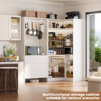 Closet System with 3 Drawers, 2 Hanging Rods & Corner Tower