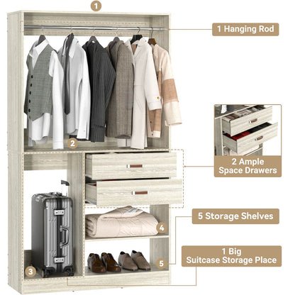 40 Inches Freestanding Closet System with Suitcase Storage