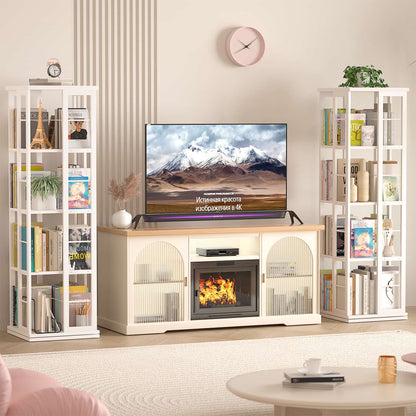 Rotating Bookshelf, Corner Bookshelf, 360 Display Wood Spinning Bookshelf