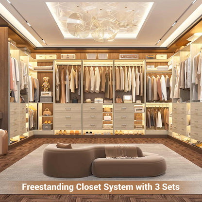 Closet System with 6 Drawers, 4 Hanging Rods & Corner Tower