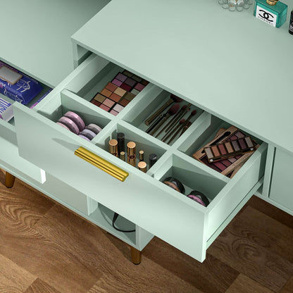 48" Makeup Vanity with Hutch, LED Lighted Mirror & Charging Station, 5 Large Drawers, Shelves, Pegboard & Cabinet