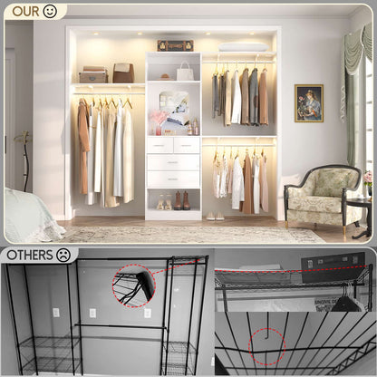 8FT Walk in Closet Organizer with 3 Hanging rods and Shelves