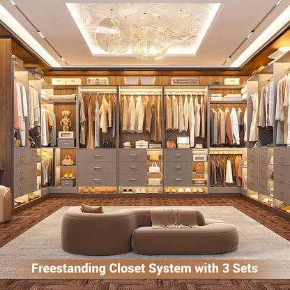 Closet System with 6 Drawers, 4 Hanging Rods & Corner Tower