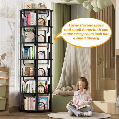 6 Tier Rotating Bookshelf Tower, Revolving Bookcase