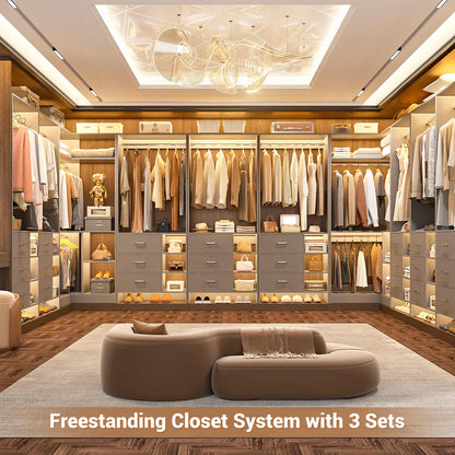 Closet System with 6 Drawers, 4 Hanging Rods & Corner Tower