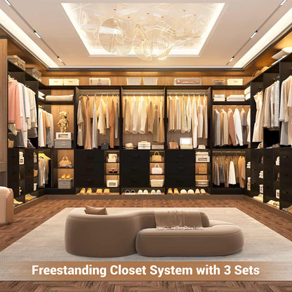 Closet System with 6 Drawers, 4 Hanging Rods & Corner Tower