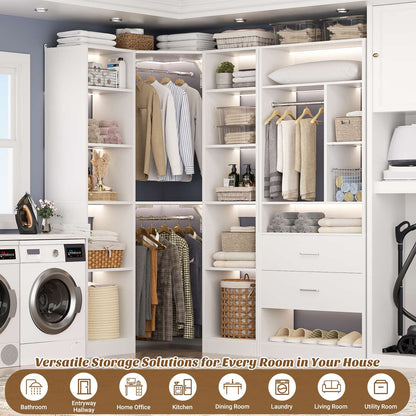 Closet System Closet Organizer, Wood Closet Organizer System,Walk-in Closet or Small Closets Wardrobe, Clothes Rack with Hanging Rods