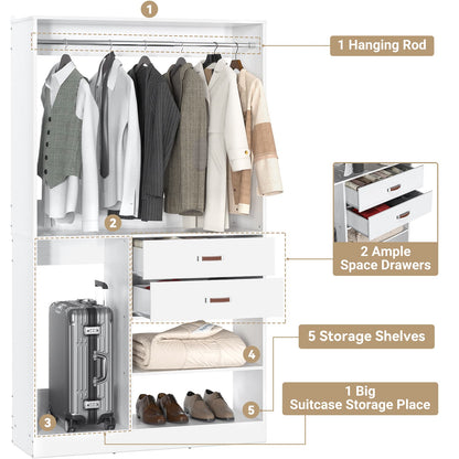 40 Inches Freestanding Closet System with Suitcase Storage