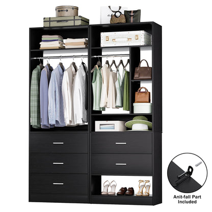 63.2" L X 39.2" W X 80" H Corner Closet System,Freestanding Closet Organizer System With 2 Drawers & 12 Shelves