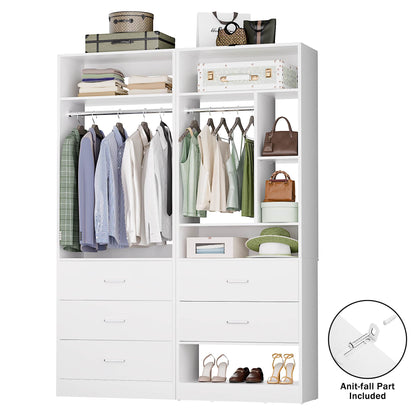 63.2" L X 39.2" W X 80" H Corner Closet System,Freestanding Closet Organizer System With 2 Drawers & 12 Shelves