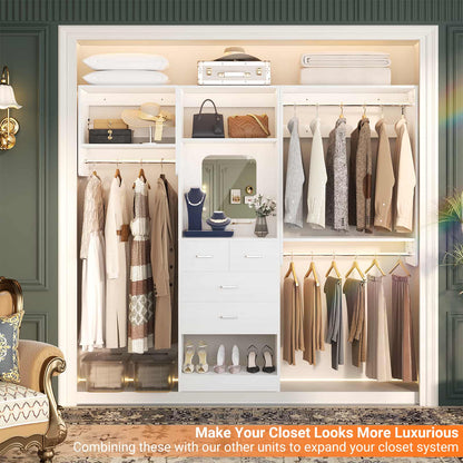 5FT Walk in Wood Clothing Rack with 3 Hanging Rods and 2 Shelves