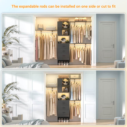 96 '' Closet Organizer System with Wood Drawers and Doors