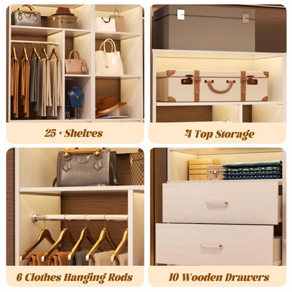 Complete Corner & Straight Closet Organizer Suite:1 Corner Shelf Unit + 4 Tower Systems ( 4-Drawer+ 6-Drawer Options)