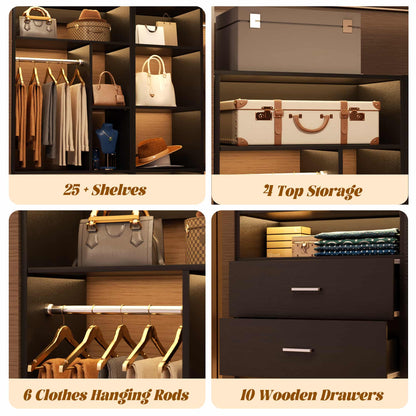 Complete Corner & Straight Closet Organizer Suite:1 Corner Shelf Unit + 4 Tower Systems ( 4-Drawer+ 6-Drawer Options)
