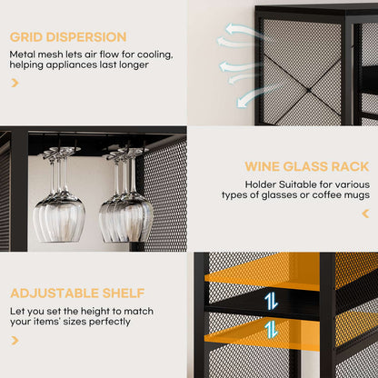 Mini Fridge Cabinet with Power Outlet, Coffee Bar Cabinet with Mini Fridge Space