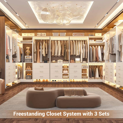 Closet System with 6 Drawers, 4 Hanging Rods & Corner Tower
