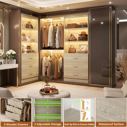 23.6" Closet Organizer System with 3 Wood Drawers