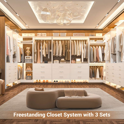 81'' Closet System with 6 Drawers, 4 Hanging Rods & Corner Tower