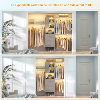 96 '' Closet Organizer System with Wood Drawers and Doors