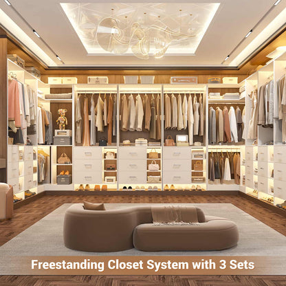 Closet System with 6 Drawers, 4 Hanging Rods & Corner Tower
