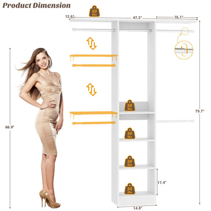 4FT Small Closet System with 4 Closet Rods & 3 Shelves