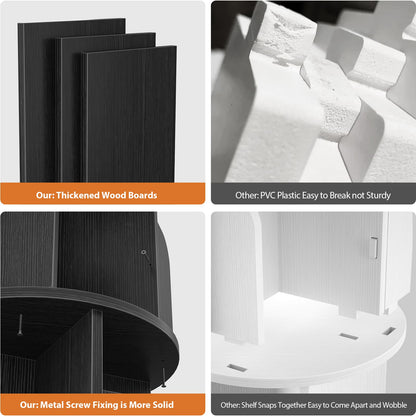 Rotating Bookshelf, 360 Display Corner Bookshelf for Small Space