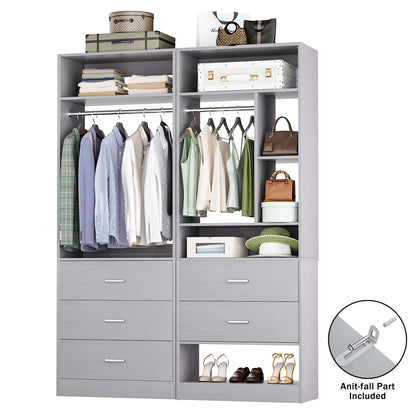 63.2" L X 39.2" W X 80" H Corner Closet System,Freestanding Closet Organizer System With 2 Drawers & 12 Shelves