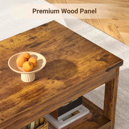 43.3” Rectangular Coffee Table with Storage Shelf