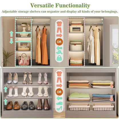 7 FT (84") Free Standing Closet Organizer System - Heavy Duty Wardrobe Tower with Drawers & Shelves