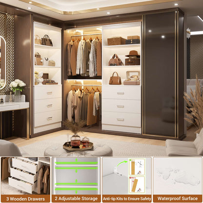 47.2" Closet Organizer System with 6 Wood Drawers